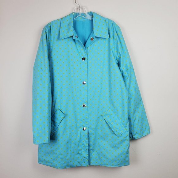 Jones New York Reversible Blue Dots Trench Coat M - Picture 5 of 13